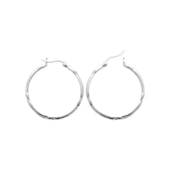 Boucles d'oreilles créoles femme argent rhodié 3 mm - W633500