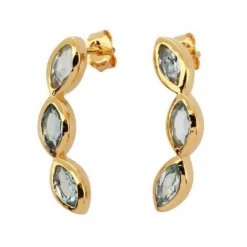 Boucles d'oreilles Kira Doré & Topaze Bleu