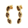 Boucles d'oreilles Kira Doré & Quartz Fumé