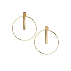Boucles d'oreilles Les Interchangeables A54283 - Créoles Barette Strassé MM Or Jaune Cristal