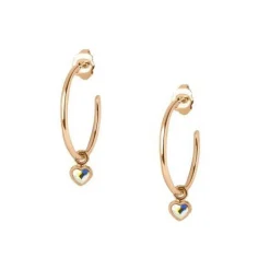 Boucles d'oreilles Les Interchangeables A59260 - Creoles Coeur Doré Rose