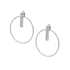 Boucles d'oreilles Les Interchangeables A54282 - Créoles Barette Strassé PM Palladium Cristal