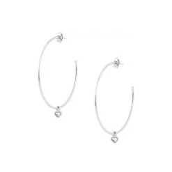 Boucles d'oreilles Les Interchangeables A59266 - Creoles Coeur GM Palladium