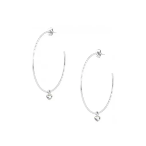 Boucles d'oreilles Les Interchangeables A59266 - Creoles Coeur GM Palladium