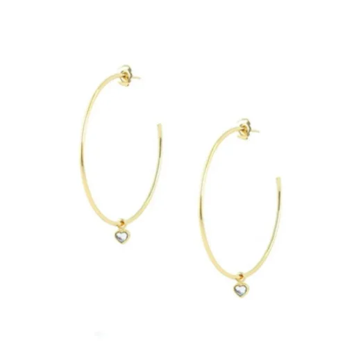 Boucles d'oreilles Les Interchangeables A59248 - Creoles Coeurs GM Dorées
