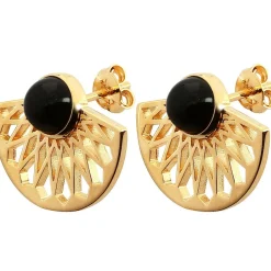Boucles d'oreilles Mia Doré & Onyx Noir