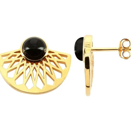Boucles d'oreilles Mia Doré & Onyx Noir