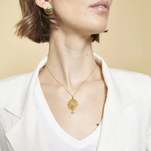 Boucles d'oreilles Mia Doré & Turquoise