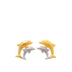 Boucles d'oreilles Papillons laqués roses et bleus or 750/1000 jaune (18K)