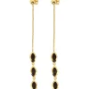 Boucles d'oreilles pendantes Kira Doré & Quartz Fumé