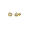 Boucles D'Oreilles Perfect Acier Doré Puces Et Zircons Cubiques 8 Mm