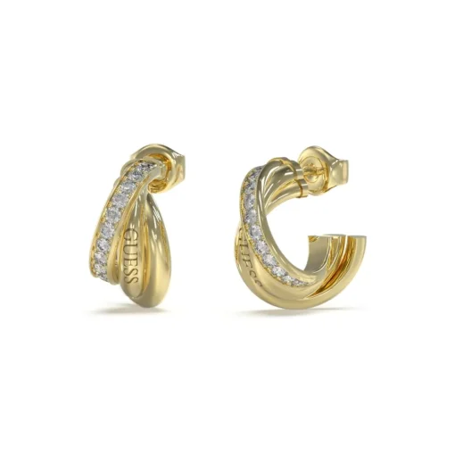 Boucles D'Oreilles Perfect Acier Doré Mini Pavées 17 Mm