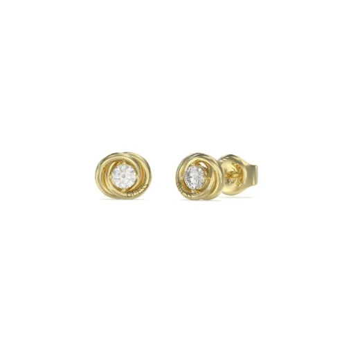 Boucles D'Oreilles Perfect Acier Doré Puces Et Zircons Cubiques 8 Mm