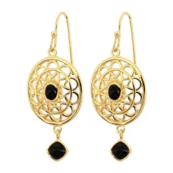 Boucles d'oreilles Stella Doré & Onyx Noir