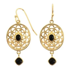 Boucles d'oreilles Stella Doré & Onyx Noir