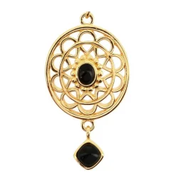 Boucles d'oreilles Stella Doré & Onyx Noir