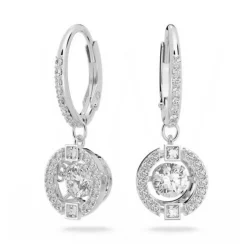 Boucles d'oreilles Swarovski 5504652 - Boucles d'oreilles métal argenté rond strass blanc Femme
