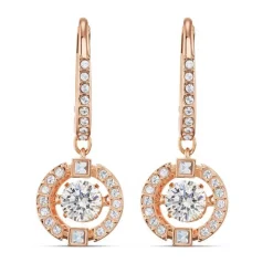 Boucles d'oreilles Swarovski 5504753 - Boucles d'oreilles métal rose rond strass blanc Femme