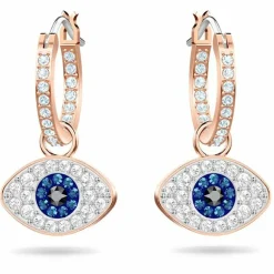 Boucles d'oreilles Swarovski Bijoux 5425857 - Acier Doré Rose Cristaux Swarovski Yeux Bleux Femme