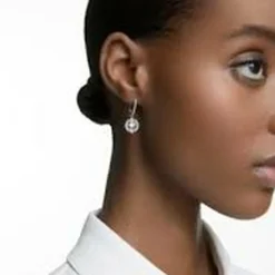 Boucles d'oreilles Swarovski 5504652 - Boucles d'oreilles métal argenté rond strass blanc Femme