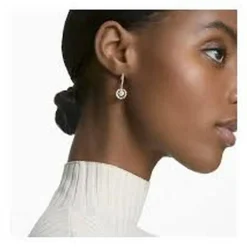 Boucles d'oreilles Swarovski 5504753 - Boucles d'oreilles métal rose rond strass blanc Femme