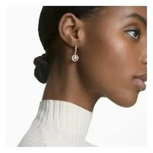 Boucles d'oreilles Swarovski 5504753 - Boucles d'oreilles métal rose rond strass blanc Femme
