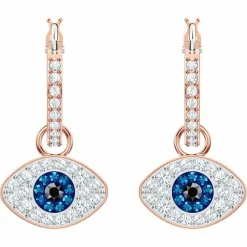Boucles d'oreilles Swarovski Bijoux 5425857 - Acier Doré Rose Cristaux Swarovski Yeux Bleux Femme