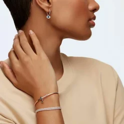 Boucles d'oreilles Swarovski Bijoux 5425857 - Acier Doré Rose Cristaux Swarovski Yeux Bleux Femme