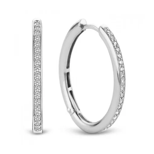 Boucles d'oreilles Ti Sento 7789ZI - Boucles d'oreilles Créoles ovale Argent Pavées