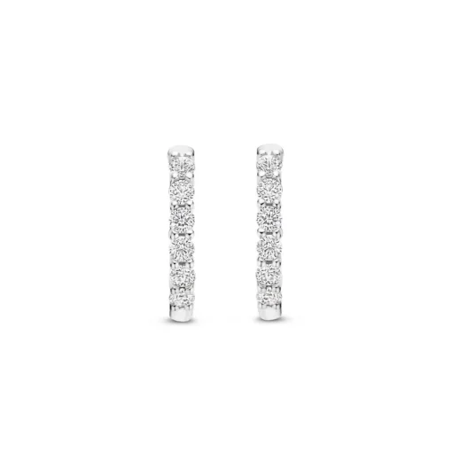 Boucles D'Oreilles Ti Sento - 7957ZI Argent Rhodié Anneaux Et Pavage