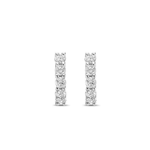 Boucles D'Oreilles Ti Sento - 7955ZI Argent Rhodié Anneaux Et Pavage