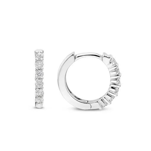 Boucles D'Oreilles Ti Sento - 7957ZI Argent Rhodié Anneaux Et Pavage