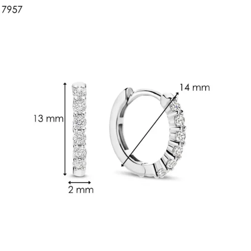 Boucles D'Oreilles Ti Sento - 7957ZI Argent Rhodié Anneaux Et Pavage