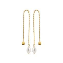 Boucles oreilles pendantes perles plaqué or Maison de la Bijouterie Y3030U0Z4