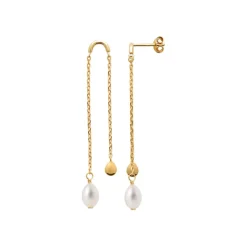 Boucles oreilles pendantes perles plaqué or Maison de la Bijouterie Y3030U0Z4