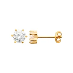 Boucles oreilles plaqué or oxyde zirconium 6mm Maison de la Bijouterie Y0YZ5366Z