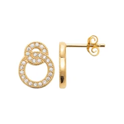Boucles oreilles puces double ronds plaqué or Maison de la Bijouterie Y5ZV4Z0