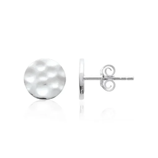 Boucles oreilles puces effet martelé argent Maison de la Bijouterie W55YW00