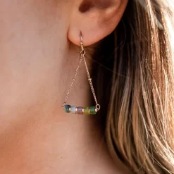 Boucles oreilles Sloya Piana en pierres Agate Aquatique