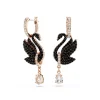 Boucles oreilles Swarovski Swan - 5678047 noir,doré rose