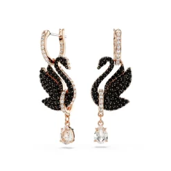 Boucles oreilles Swarovski Swan - 5678047 noir,doré rose