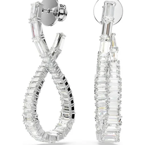 Boucles oreilles Swarovski Hyperbola Hoop L Twist - 5677628 blanc,argent