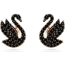 Boucles oreilles Swarovski Swan - 5684608 noir,doré rose