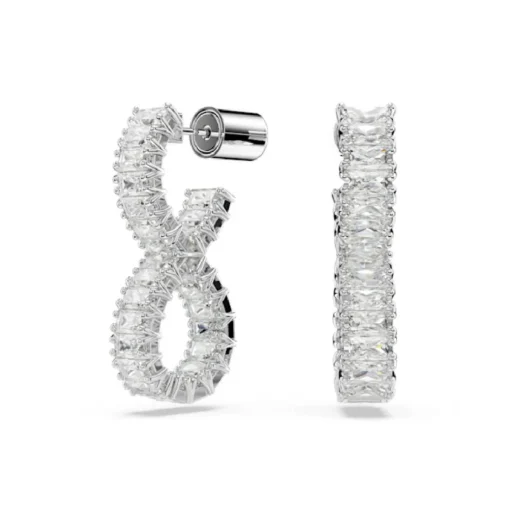 Boucles oreilles Swarovski Hyperbola Hoop Twist - 5684047 blanc,argent