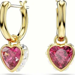 Boucles oreilles Swarovski Chroman Hoop Drop Heart - 5684760 rouge,doré