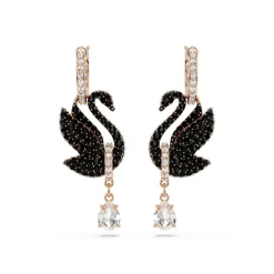 Boucles oreilles Swarovski Swan - 5678047 noir,doré rose