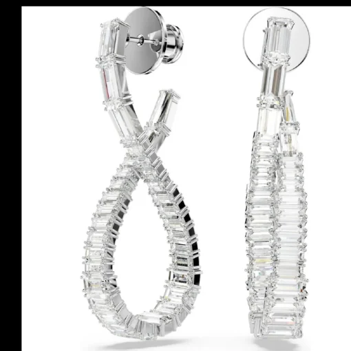 Boucles oreilles Swarovski Hyperbola Hoop L Twist - 5677628 blanc,argent
