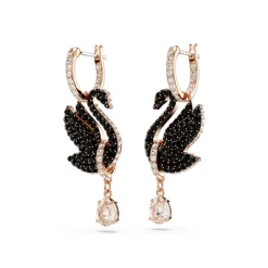 Boucles oreilles Swarovski Swan - 5678047 noir,doré rose