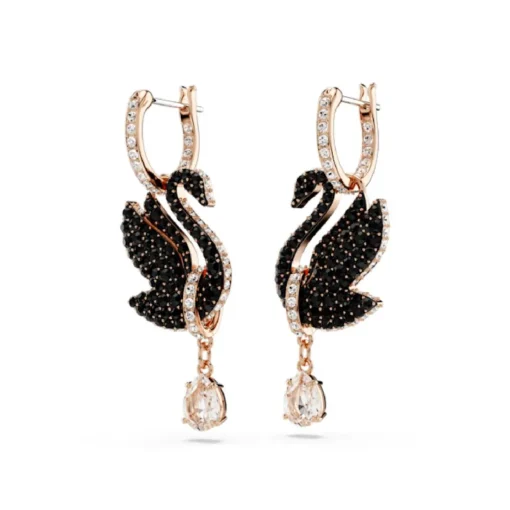 Boucles oreilles Swarovski Swan - 5678047 noir,doré rose