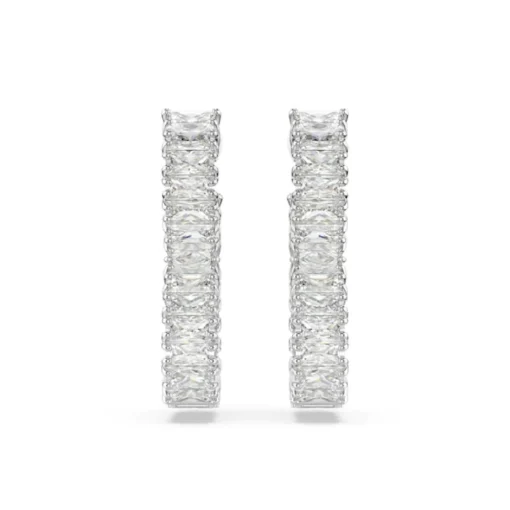 Boucles oreilles Swarovski Hyperbola Hoop Twist - 5684047 blanc,argent